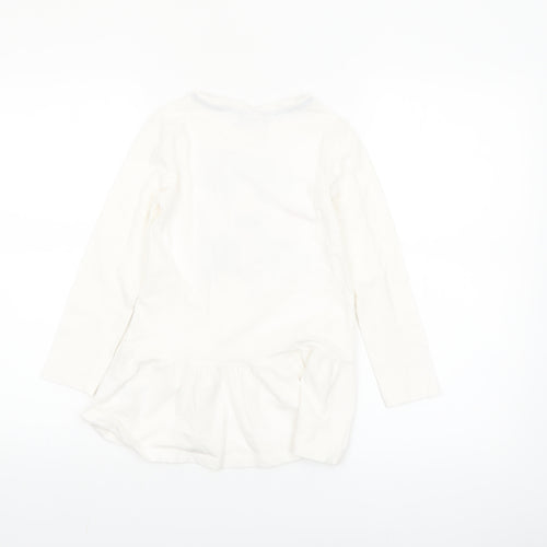 Blukids Girls Ivory Graphic T-Shirt Dress 5-6 Years Long Sleeve Cotton