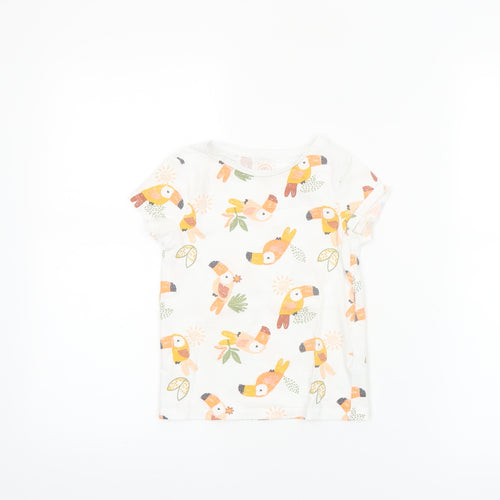 F&F Girls White 4-5 Years Toucan Print Cotton Short Sleeve T-Shirt