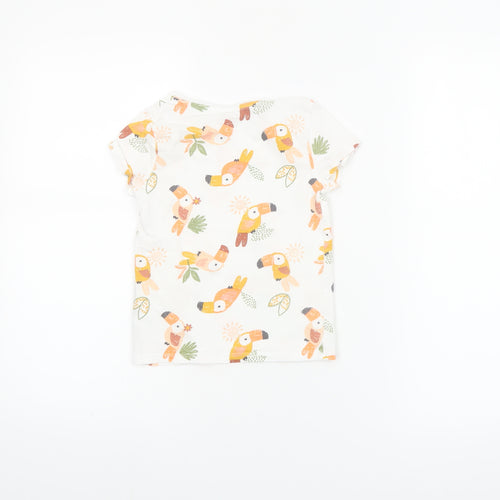 F&F Girls White 4-5 Years Toucan Print Cotton Short Sleeve T-Shirt