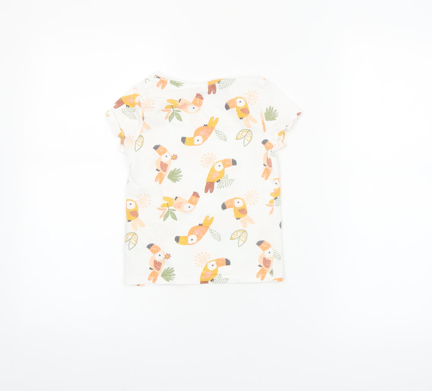 F&F Girls White 4-5 Years Toucan Print Cotton Short Sleeve T-Shirt