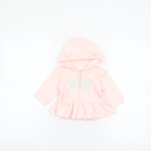 GAP Baby Girls Pink Hooded Full Zip Fleece Jacket 3-6 Months