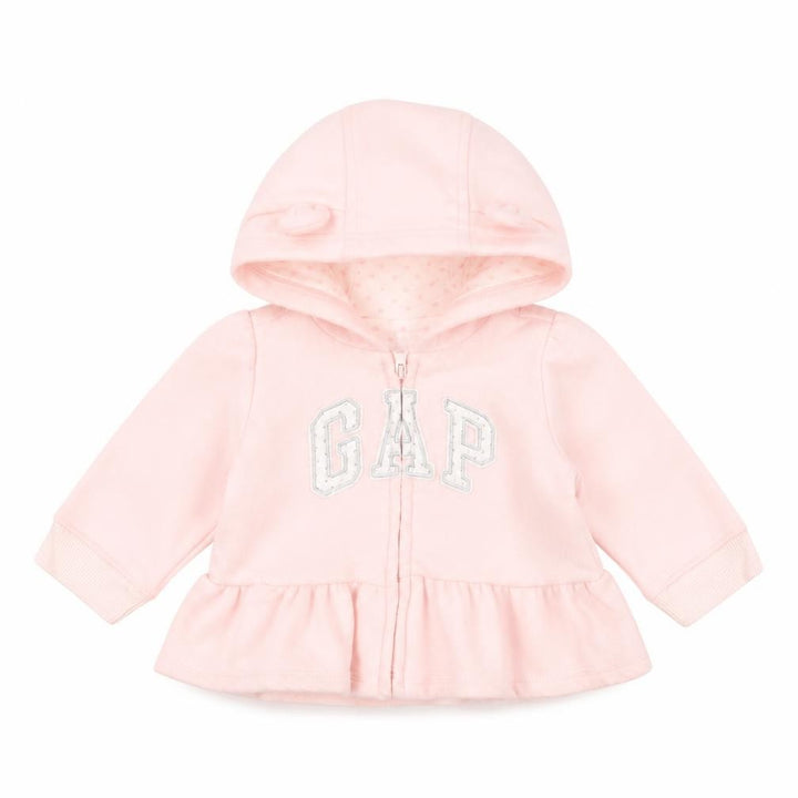 Gap Baby Girls Pink Hooded Full Zip Fleece Jacket 3-6 Months
