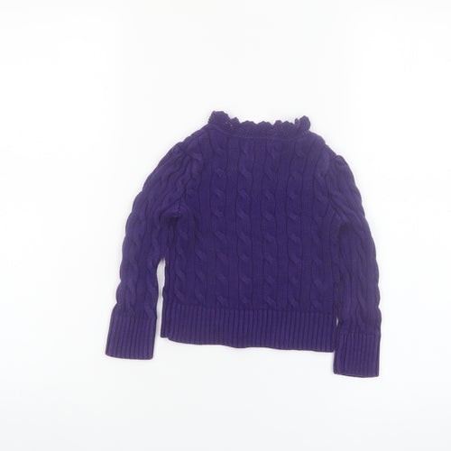 Ralph Lauren Girls Purple Cotton Cardigan Jumper 2-3 Years Button Knit