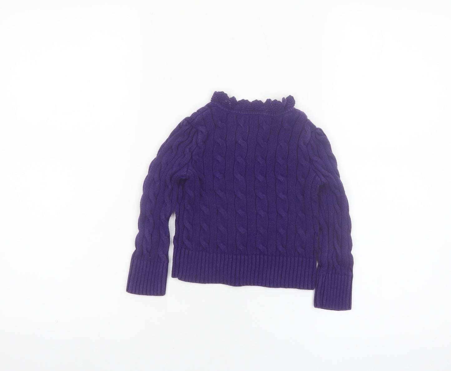 Ralph Lauren Girls Purple Cotton Cardigan Jumper 2-3 Years Button Knit