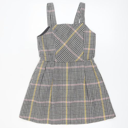 F&F Girls Multicoloured Check Pinafore Dress 13-14 Years Sleeveless Lined