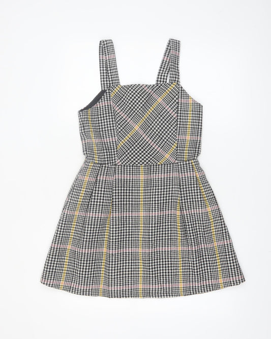 F&F Girls Multicoloured Check Pinafore Dress 13-14 Years Sleeveless Lined