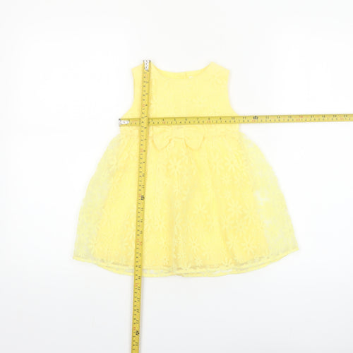 Fred & Flo Girls Yellow Floral Lace Fit & Flare Party Dress 12-18 Months