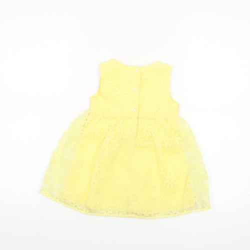 Fred & Flo Girls Yellow Floral Lace Fit & Flare Party Dress 12-18 Months