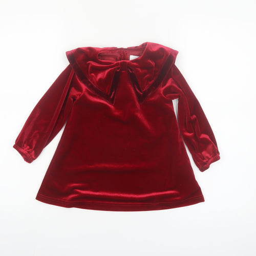 Leigh Tucker Willow Girls Red Velvet Bow Dress 18-24 Months Party Wear
