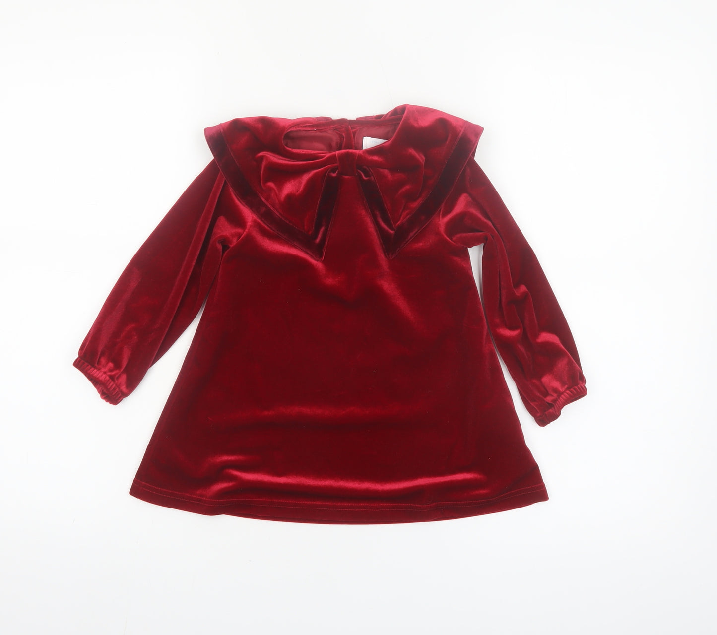 Leigh Tucker Willow Girls Red Velvet Bow Dress 18-24 Months Party Wear