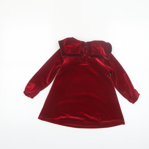 Leigh Tucker Willow Girls Red Velvet Bow Dress 18-24 Months Party Wear