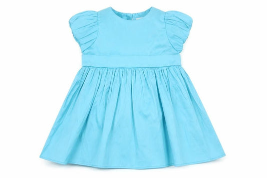 Front view of Lipsy girls’ blue satin a-line party dress 3-6 months new with tags