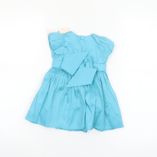 Lipsy Girls Blue Satin A-Line Party Dress 3-6 Months New With Tags