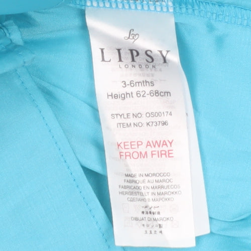 Lipsy Girls Blue Satin A-Line Party Dress 3-6 Months New With Tags