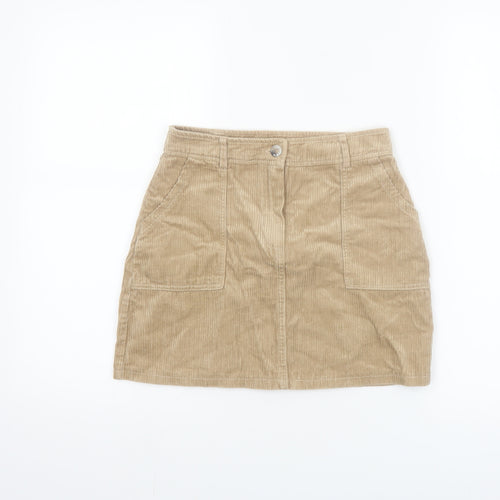 Primark Girls Beige Corduroy A-Line Skirt 9-10 Years with Pockets