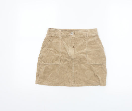 Primark Girls Beige Corduroy A-Line Skirt 9-10 Years with Pockets