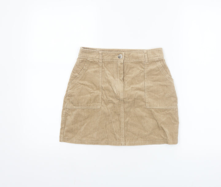 Primark Girls Beige Corduroy A-Line Skirt 9-10 Years with Pockets