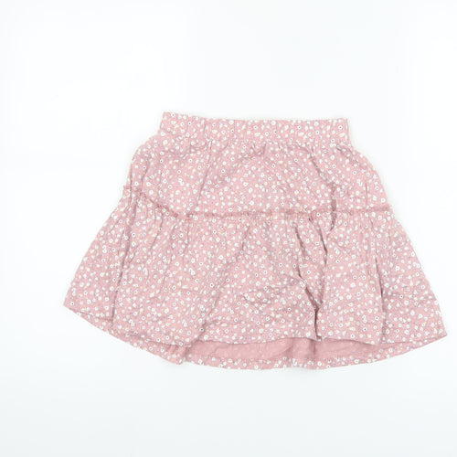 Dunnes Stores Girls Pink Floral Cotton A-Line Skirt Age 7-8 Years