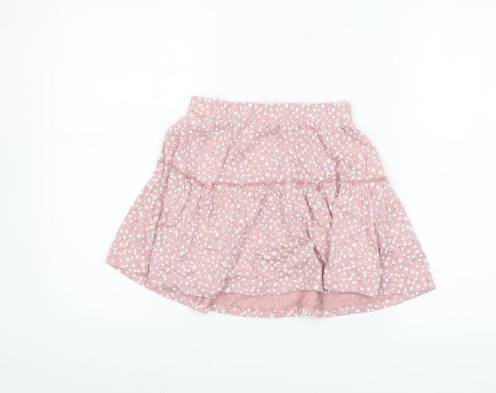 Dunnes Stores Girls Pink Floral Cotton A-Line Skirt Age 7-8 Years