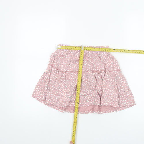 Dunnes Stores Girls Pink Floral Cotton A-Line Skirt Age 7-8 Years