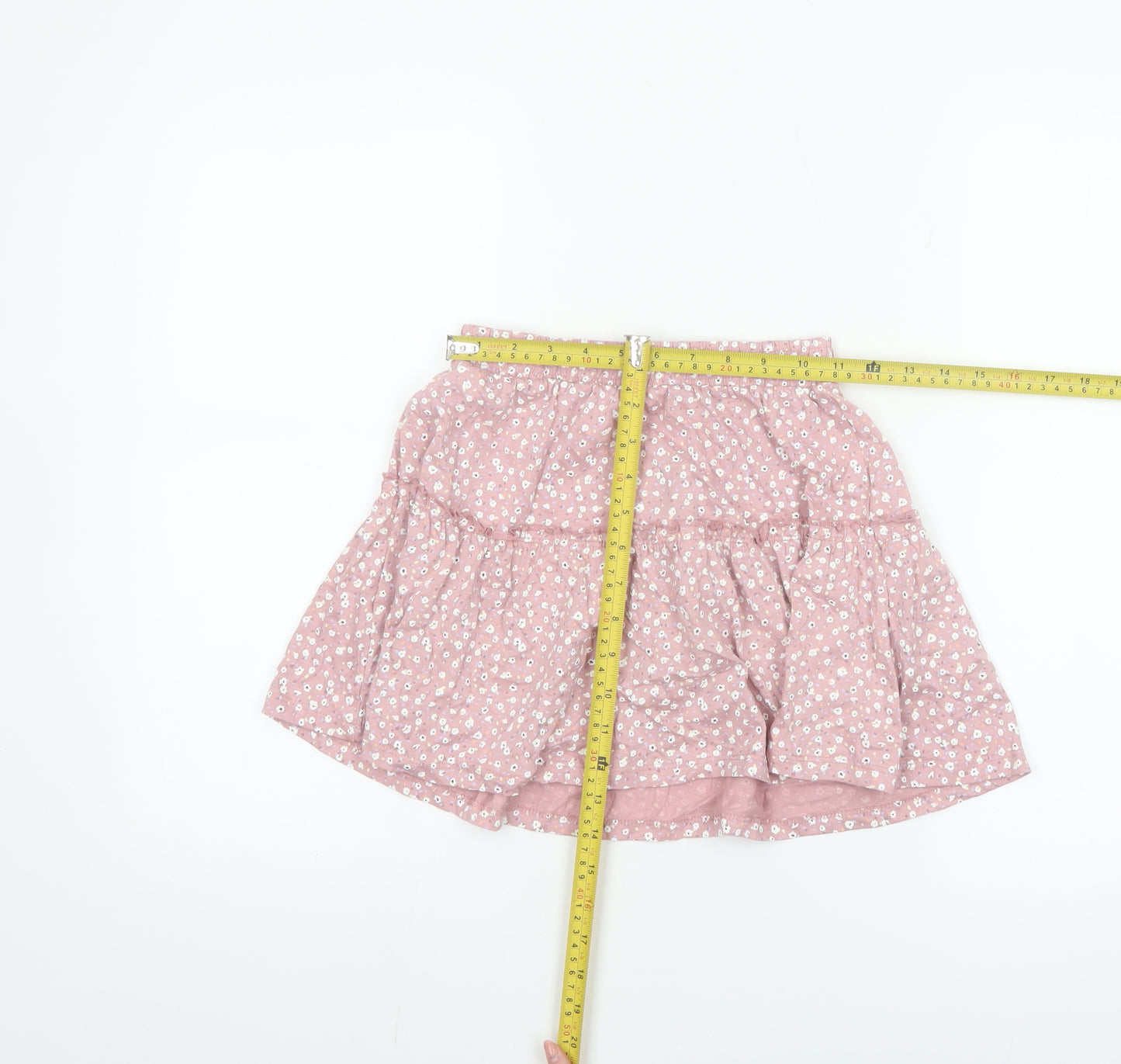Dunnes Stores Girls Pink Floral Cotton A-Line Skirt Age 7-8 Years