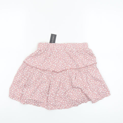 Dunnes Stores Girls Pink Floral Cotton A-Line Skirt Age 7-8 Years