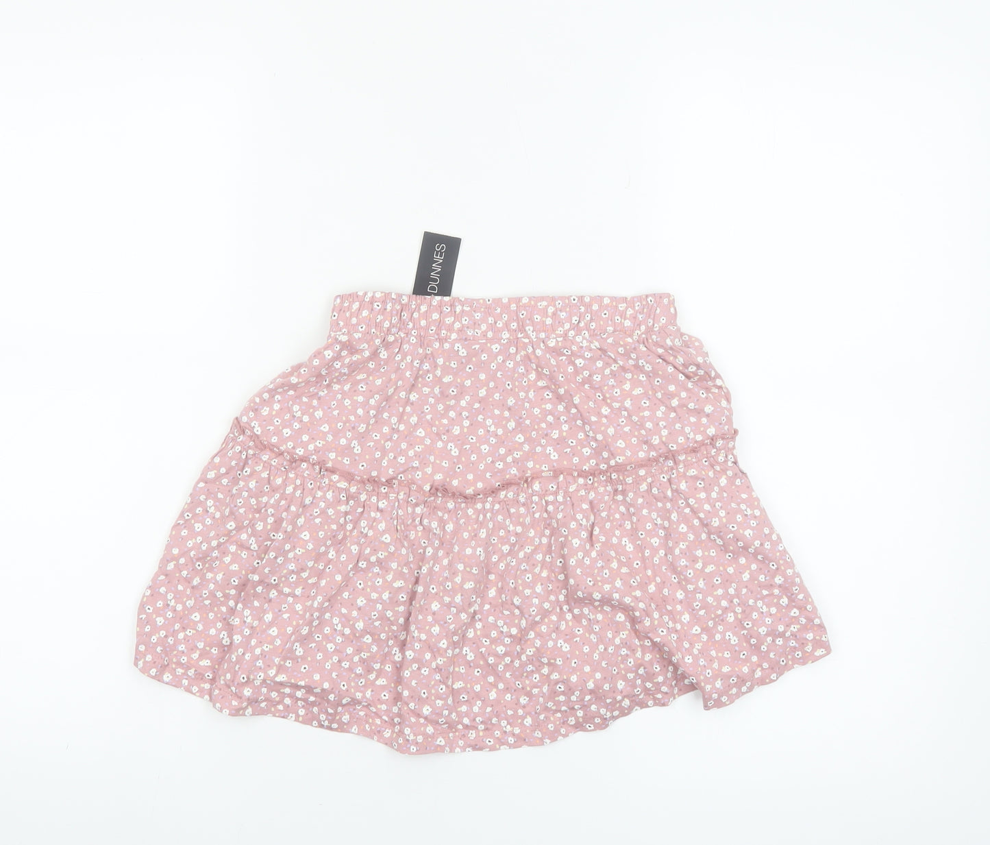 Dunnes Stores Girls Pink Floral Cotton A-Line Skirt Age 7-8 Years