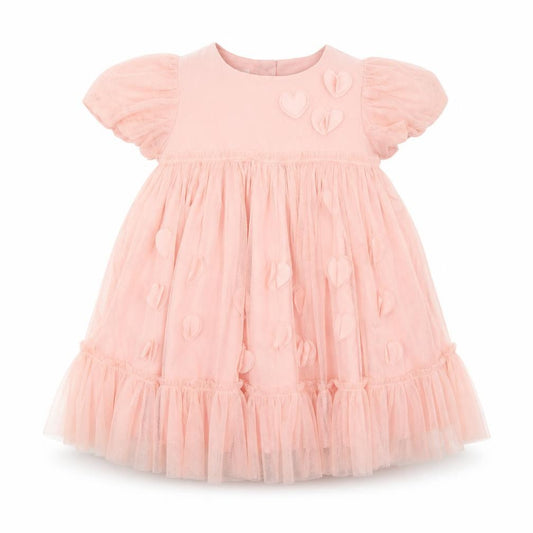 Monsoon Girls Pink 2-3 Years Tutu Dress with Heart Appliqué Puff Sleeves