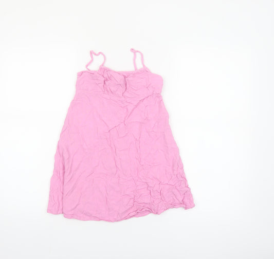 Primark Girls Pink Cotton Sleeveless Smocked Summer Tank Dress 8-9 Years