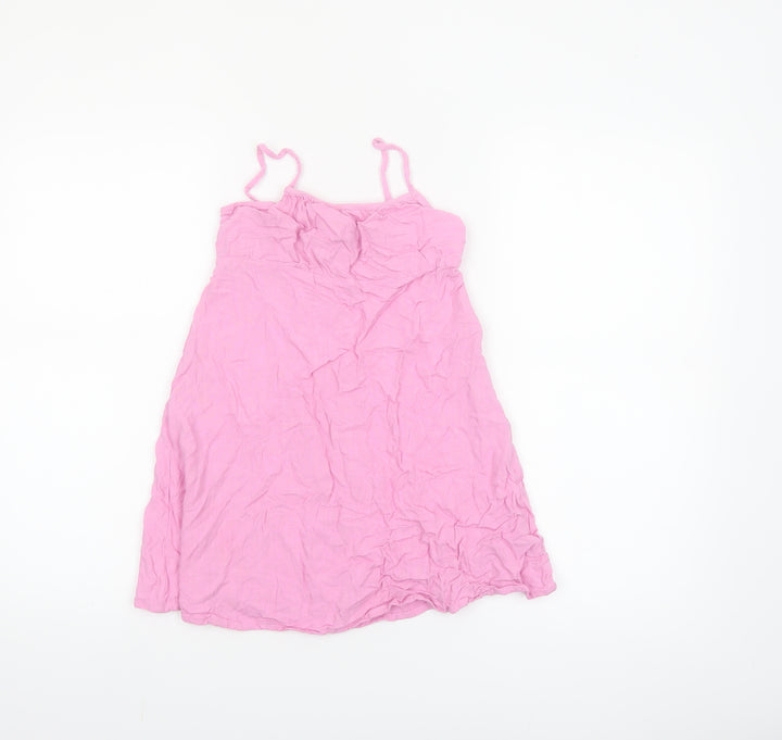 Primark Girls Pink Cotton Sleeveless Smocked Summer Tank Dress 8-9 Years