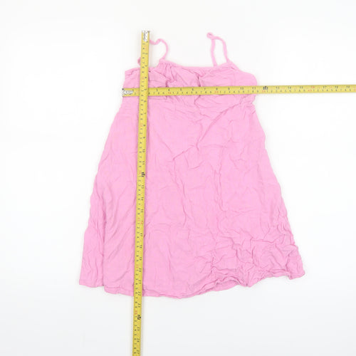 Primark Girls Pink Cotton Sleeveless Smocked Summer Tank Dress 8-9 Years