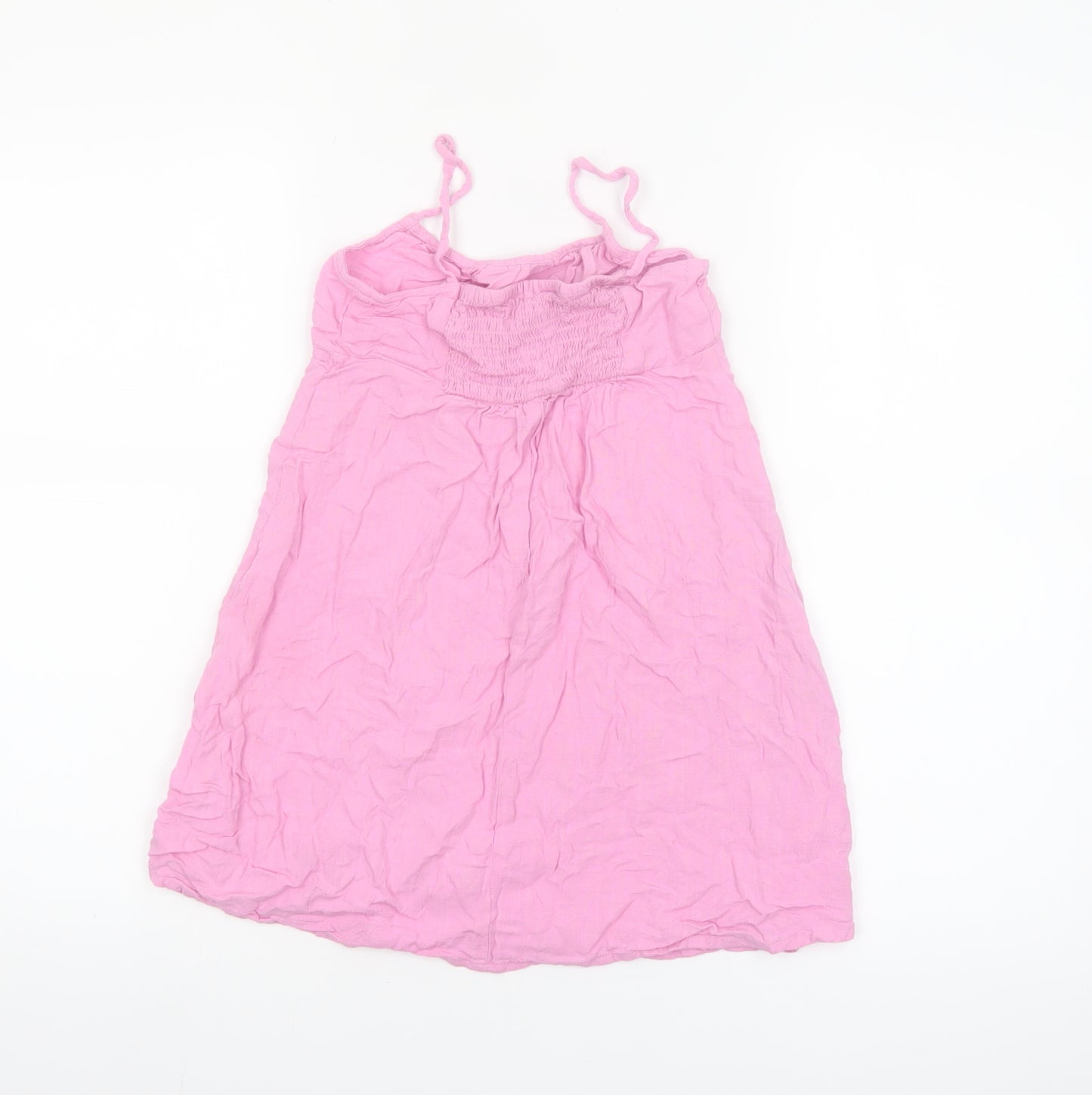 Primark Girls Pink Cotton Sleeveless Smocked Summer Tank Dress 8-9 Years