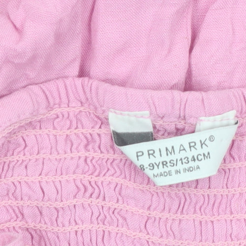 Primark Girls Pink Cotton Sleeveless Smocked Summer Tank Dress 8-9 Years