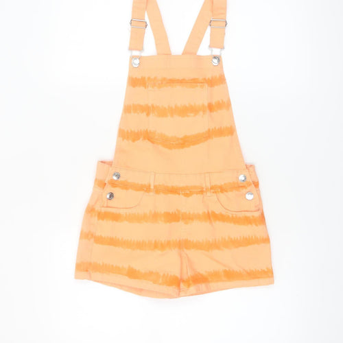 Denim Co Girls Orange Tie Dye Cotton Dungaree Shorts 9-10 Years Casual