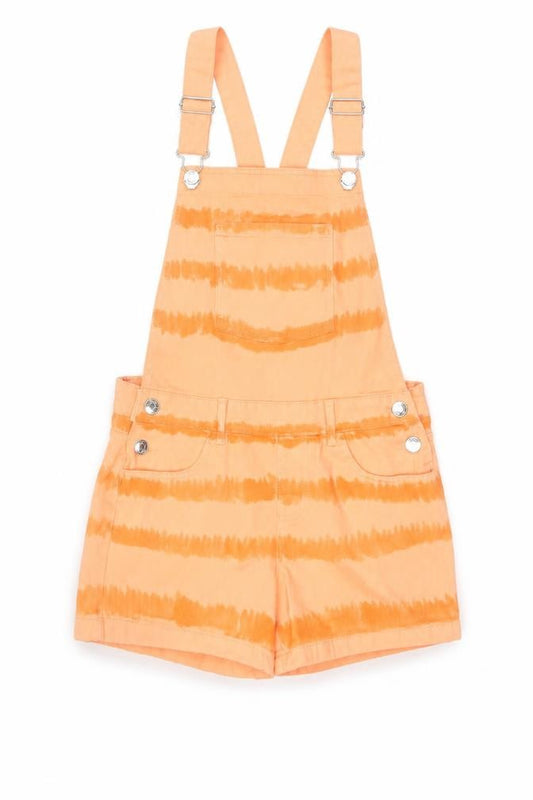 Denim Co Girls Orange Tie Dye Cotton Dungaree Shorts 9-10 Years Casual