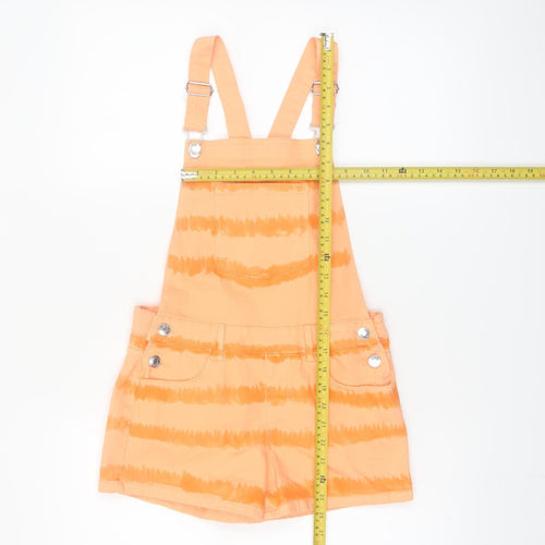 Denim Co Girls Orange Tie Dye Cotton Dungaree Shorts 9-10 Years Casual