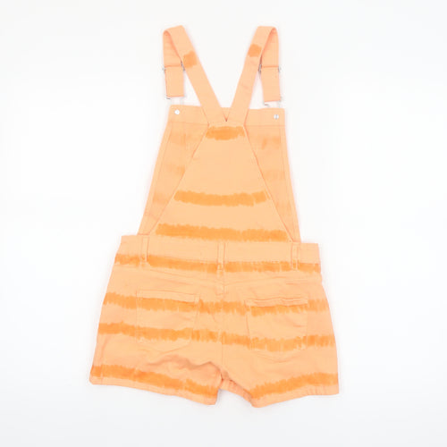 Denim Co Girls Orange Tie Dye Cotton Dungaree Shorts 9-10 Years Casual