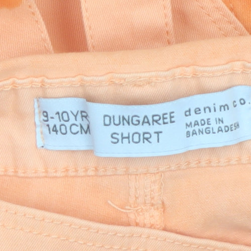 Denim Co Girls Orange Tie Dye Cotton Dungaree Shorts 9-10 Years Casual