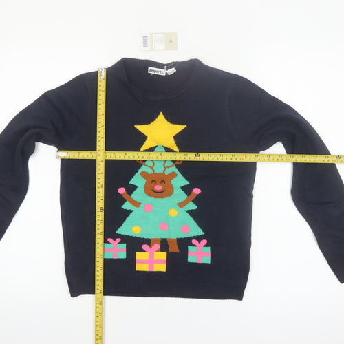 Pepperts Boys Navy Christmas Reindeer Tree Pullover Jumper 146/152 (11-12 Years)
