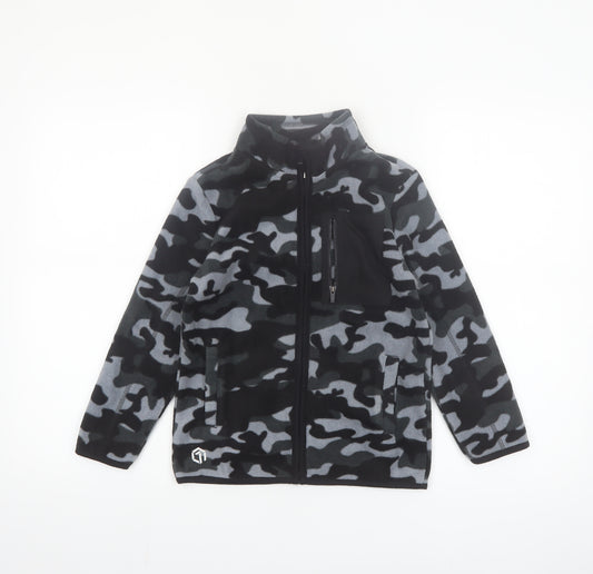 F&F Boys Black Camouflage Fleece Full Zip Jacket 8-9 Years