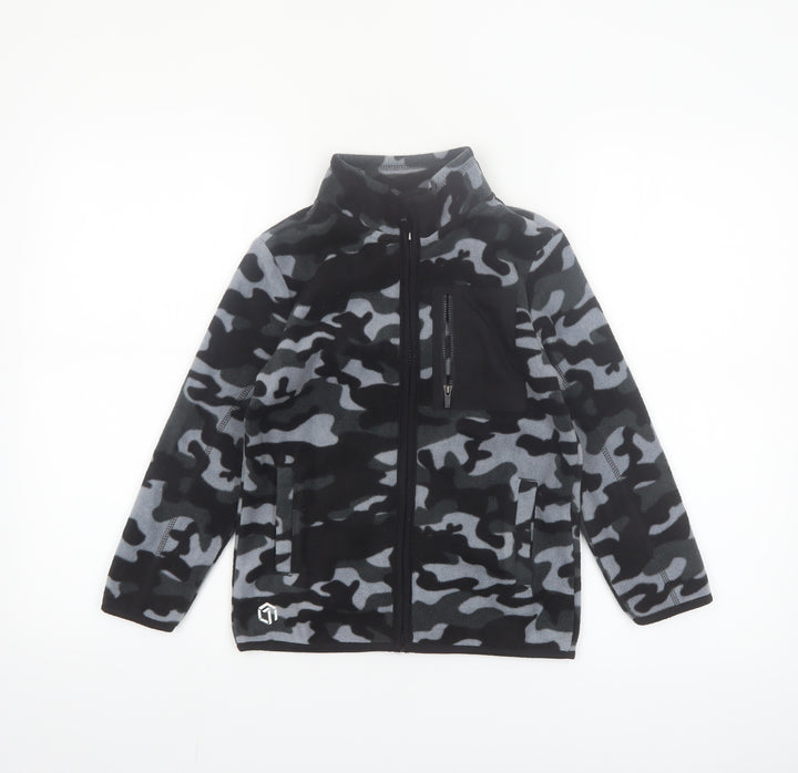 F&F Boys Black Camouflage Fleece Full Zip Jacket 8-9 Years