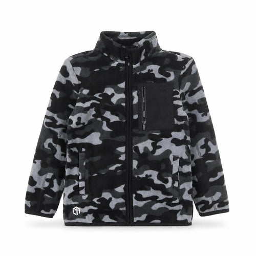 F&F Boys Black Camouflage Fleece Full Zip Jacket 8-9 Years