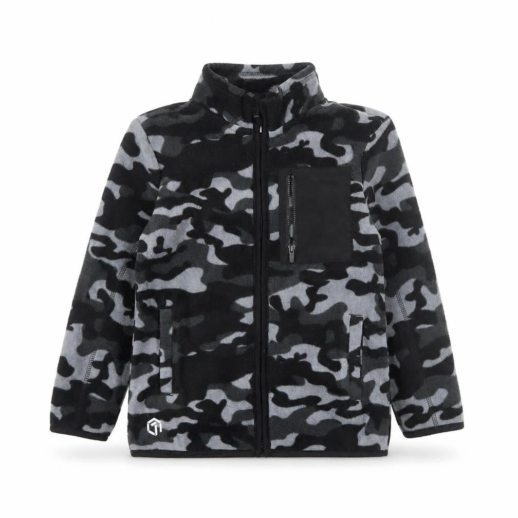 F&F Boys Black Camouflage Fleece Full Zip Jacket 8-9 Years