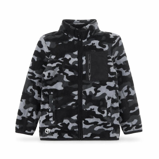 F&F Boys Black Camouflage Fleece Full Zip Jacket 8-9 Years