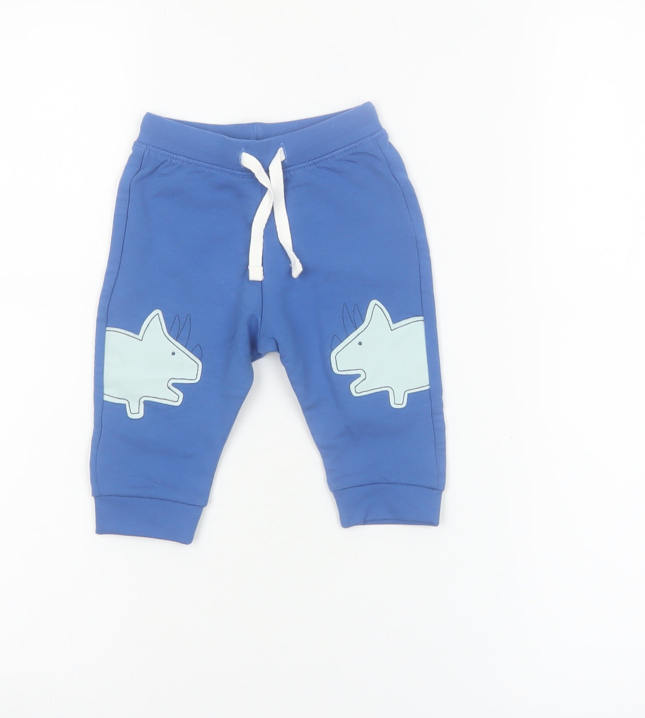 Marks and Spencer Blue Unisex Baby Jogger Trousers 3-6 Months Dinosaur Print