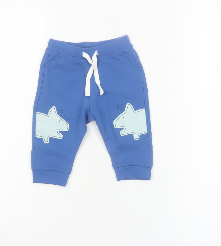 Marks and Spencer Blue Unisex Baby Jogger Trousers 3-6 Months Dinosaur Print