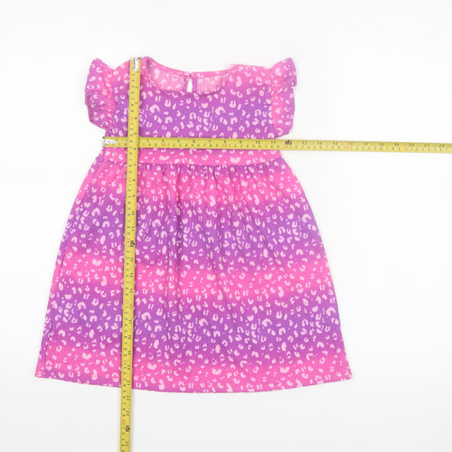 St. Bernard Girls Pink Purple Animal Print A-Line Dress 4-5 Years