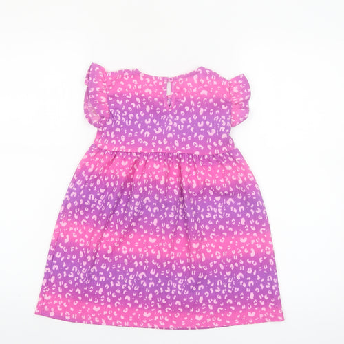 St. Bernard Girls Pink Purple Animal Print A-Line Dress 4-5 Years