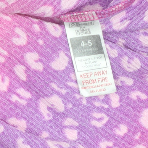 St. Bernard Girls Pink Purple Animal Print A-Line Dress 4-5 Years