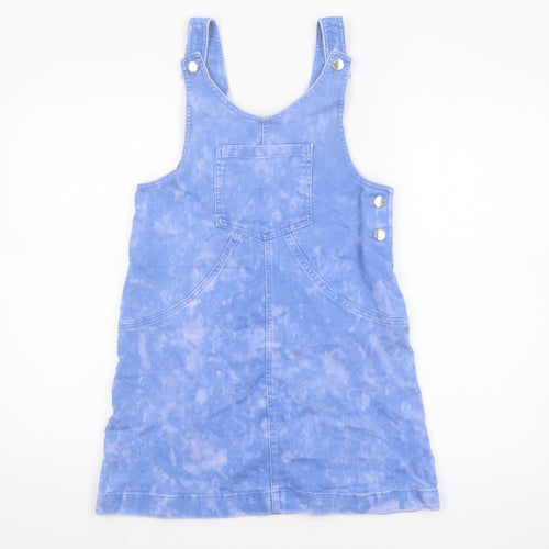 F&F Girls Blue Tie Dye Pinafore Denim Dress 13-14 Years Casual Sleeveless